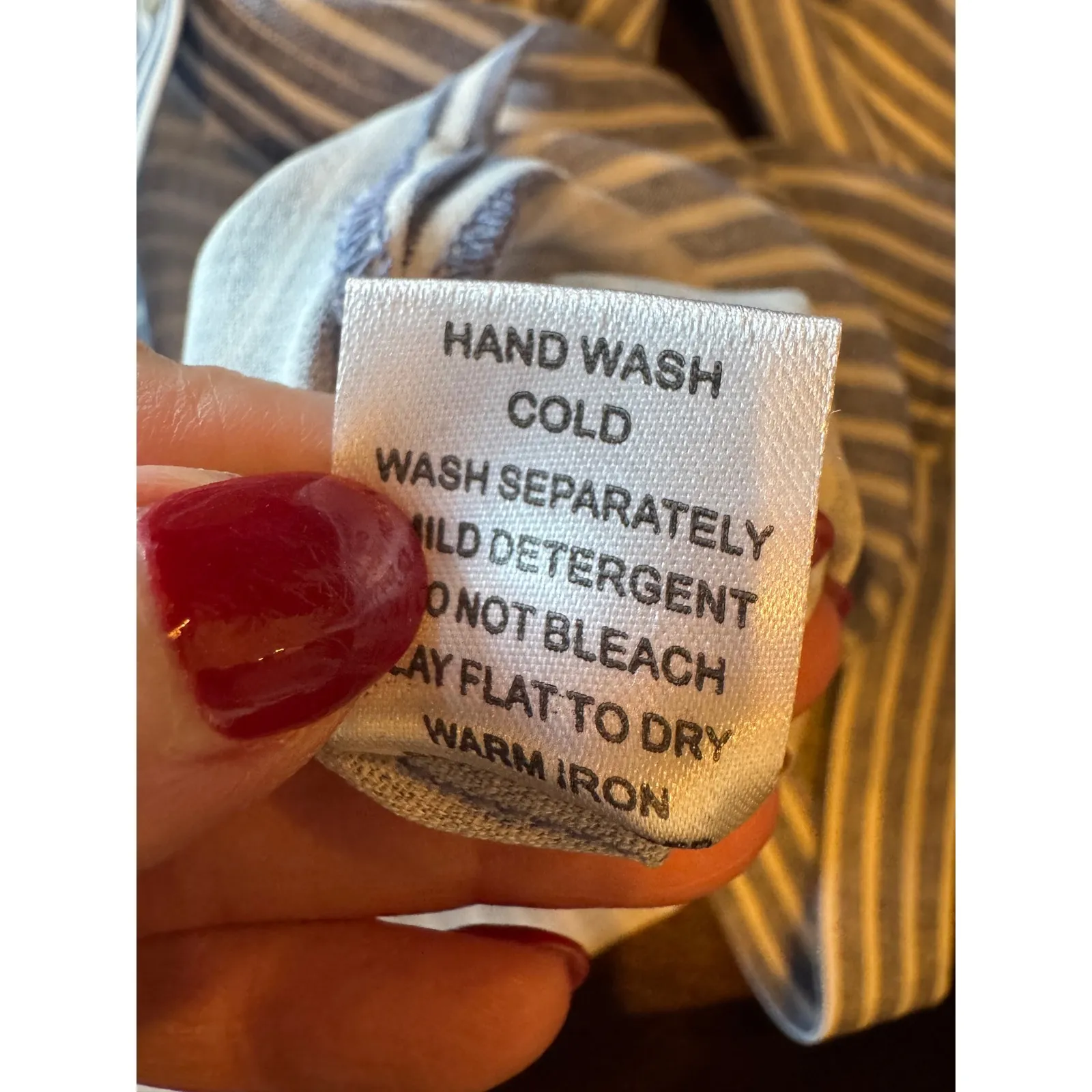 Joy Joy Dress Women Large Blue White Striped Button‎ Front Tie Waist Shirt NWT - Image 13