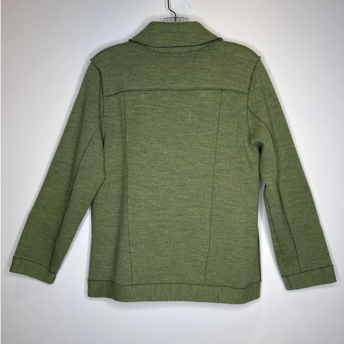 Eileen Fisher Petite Merino Wool Double-Breasted Peacoat Sweater Jacket medium P - Image 5