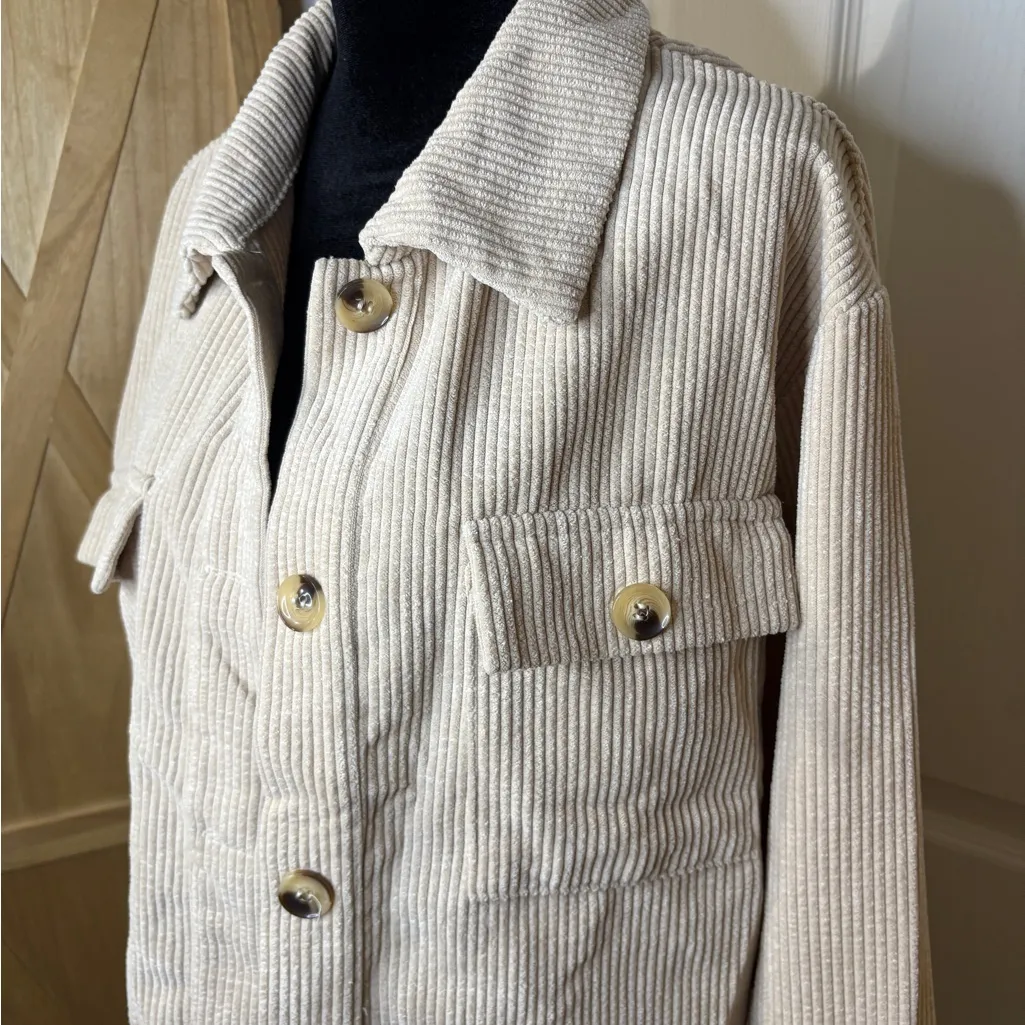 Chic Cream corduroy Jacket Size M - Image 2