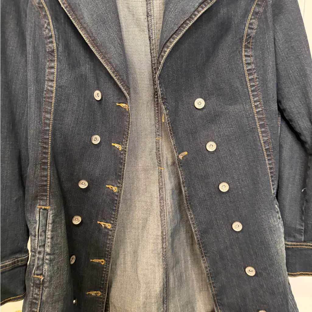 JouJou Premium Denim Long Belted Jacket Size Large - Image 2