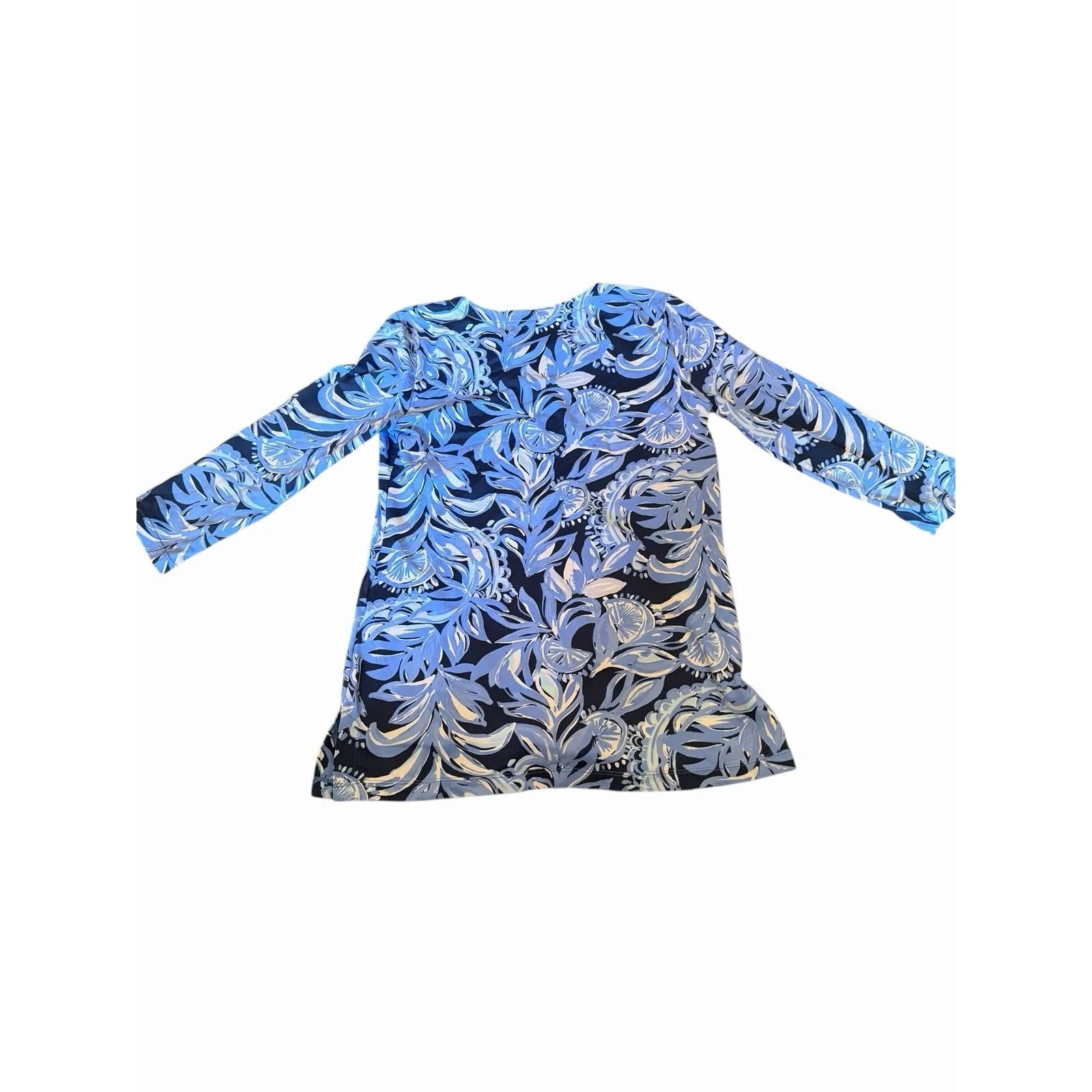 Lilly Pulitzer Tunic Top Women XS Blue Pink Novelty Print Karina Tropical - Image 2
