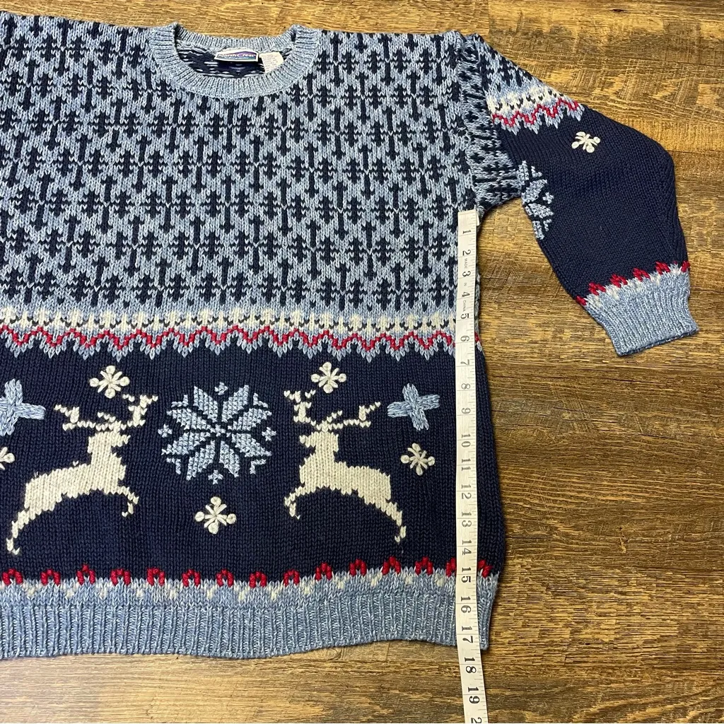 Vintage Fair Isle Nordic Deer Snowflake Sweater Womens Large (14 - Image 5