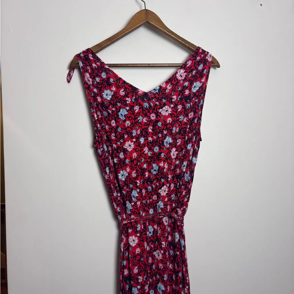 Westport Dress Barn Plus Size Red and Blue Floral Print Boho Maxi Dress - Image 8