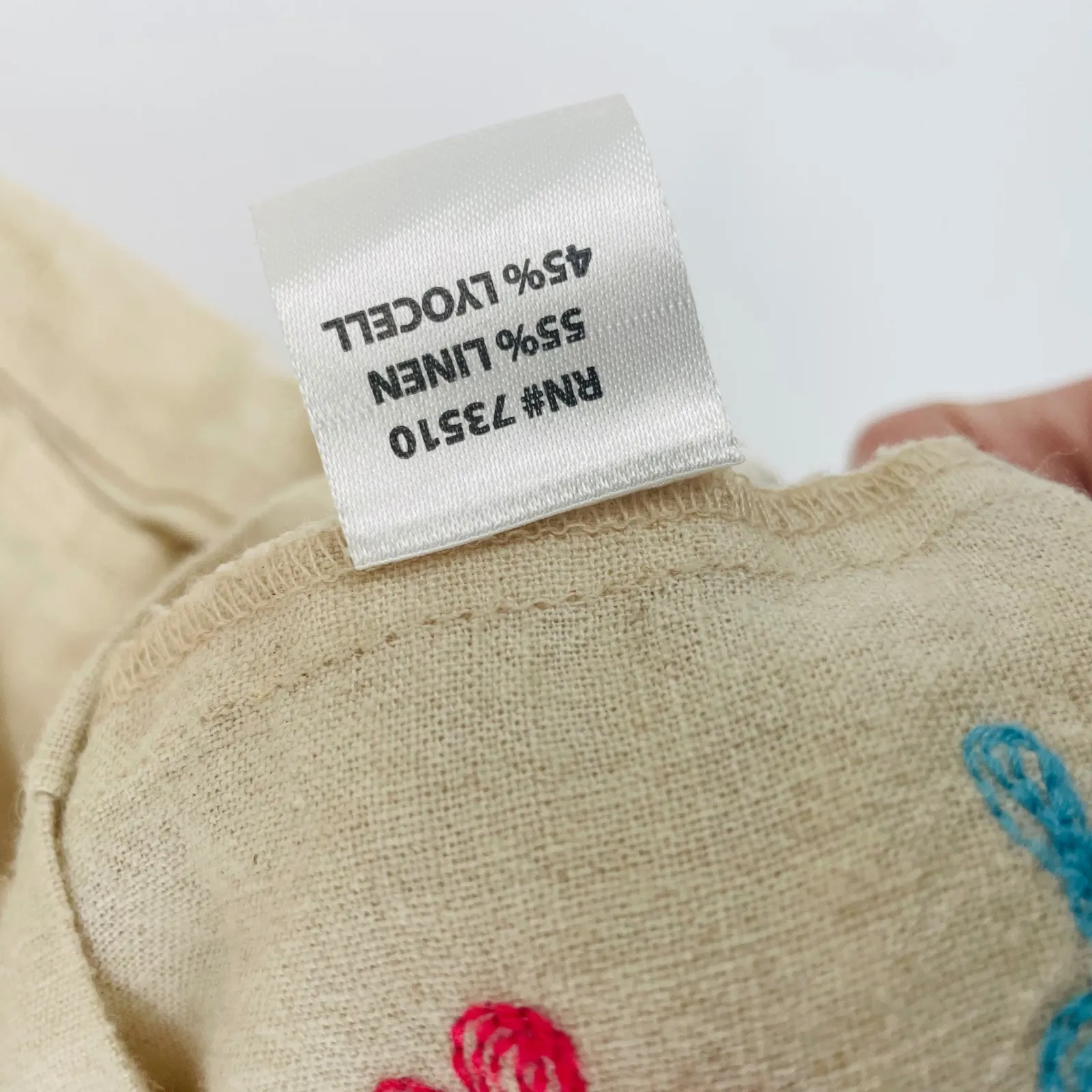 Uncle Frank Anthropologie Embroidered Linen Blend Dress Beige Floral Boho sz XS - Image 12