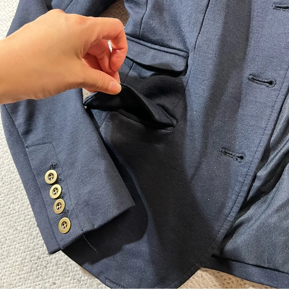 Gap Navy Blue Cotton & Modal Blend Blazer Academia Size 0 EUC - Image 3