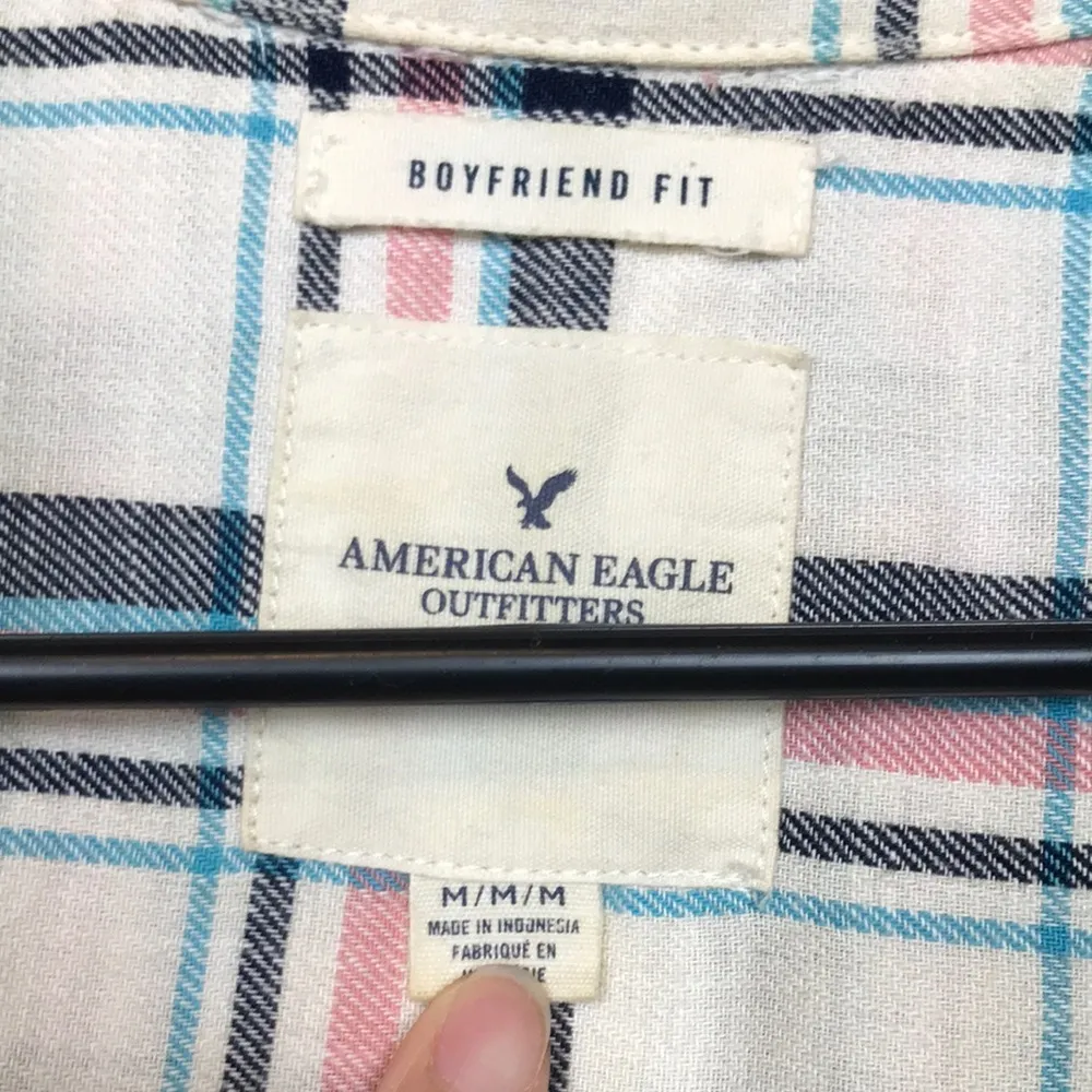 American Eagle Women’s Boyfriend Fit Plaid Long Sleeve Button-Up Shirt - Image 9
