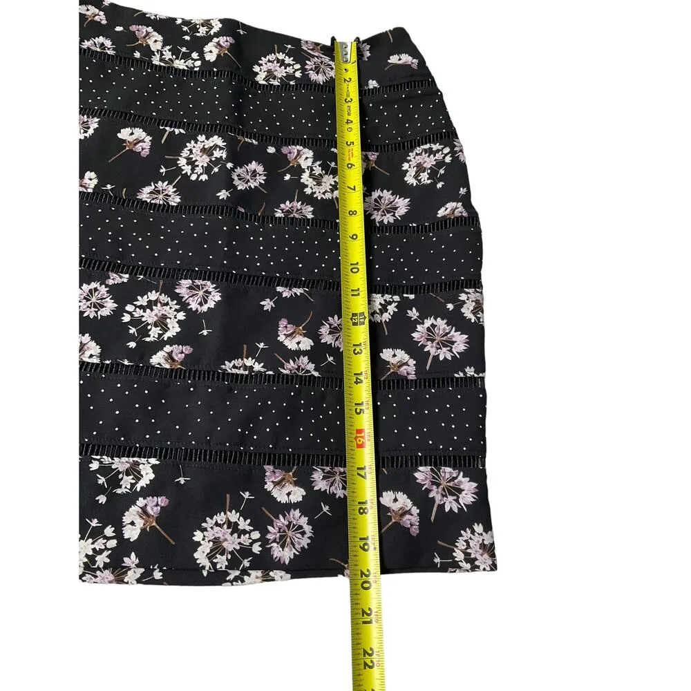 White House Black Market Black Floral Side Zip Pencil Skirt Women Size 6 | 49-4 - Image 7