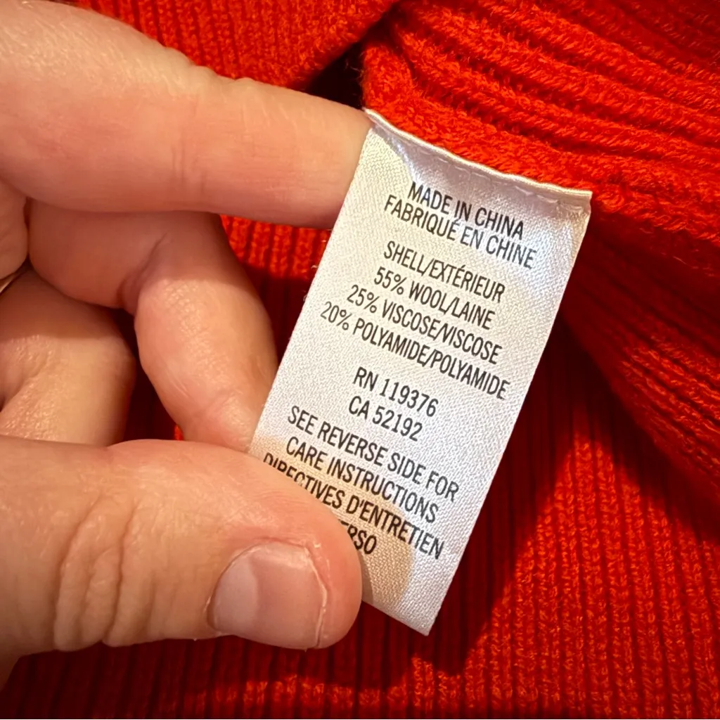 Helmut Lang Chunky Knit Sweater Women’s Size XS Red High Low Hem Pullover - Image 4