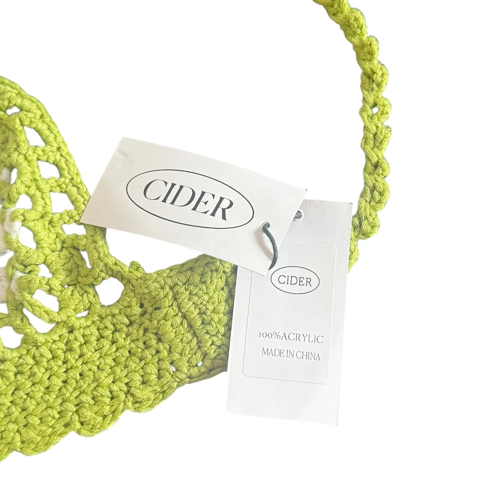 Cider Crochet‎ Daisy Halter Crop Bralette Top Size L Green Festival Hippie NEW - Image 5