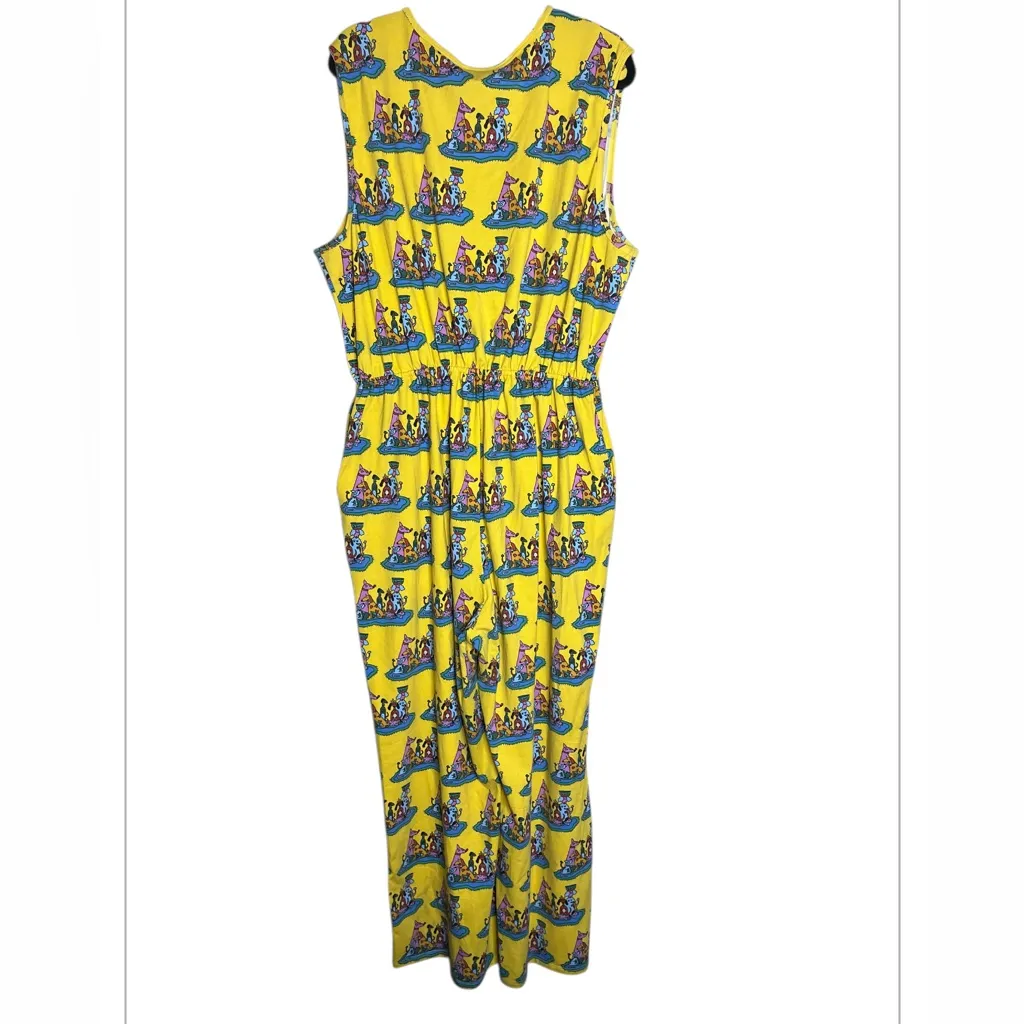 Rare Nooworks Sonny Suit one-piece jumpsuit in a yellow "Dog Party” size 4X - Image 6