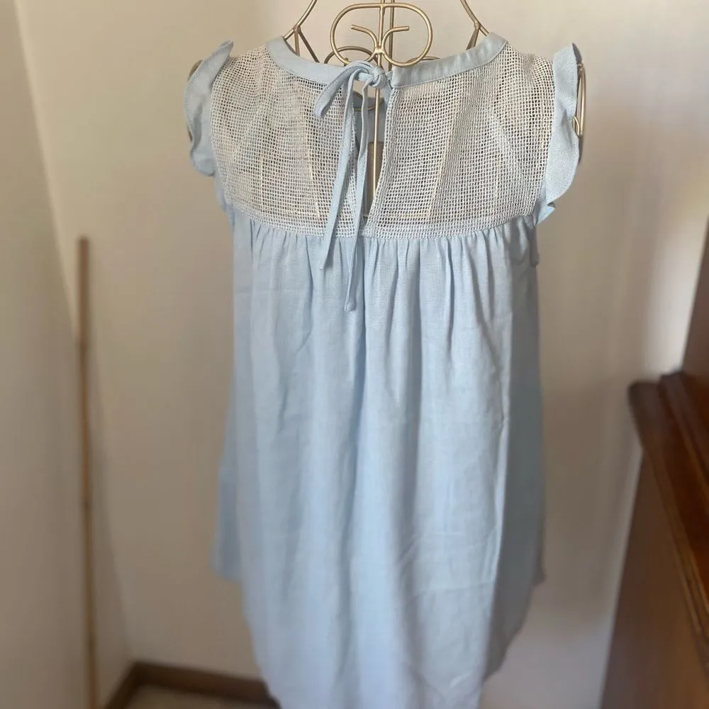 Doe & Rae light blue top with mesh and ruffle details - Image 6