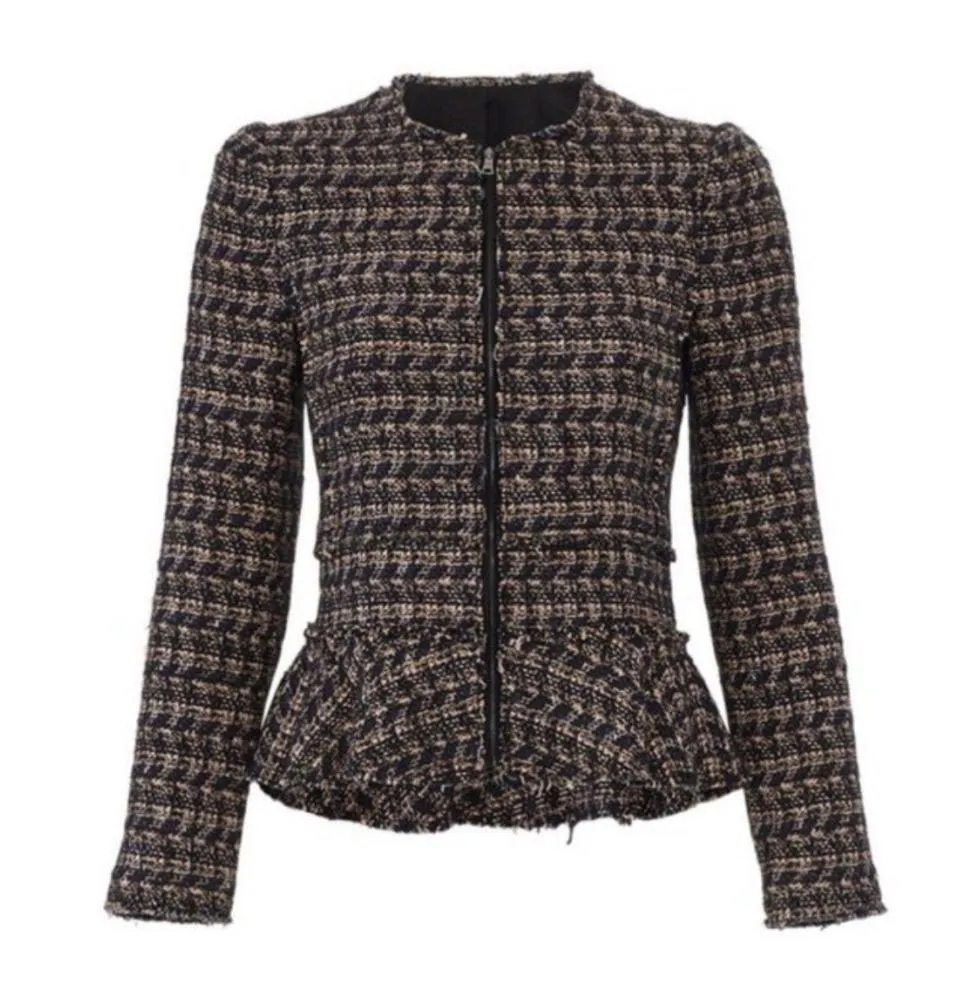 Rebecca Taylor Multi Tweed Ruffle Blazer Jacket, NWT, Size 10 - Image 12