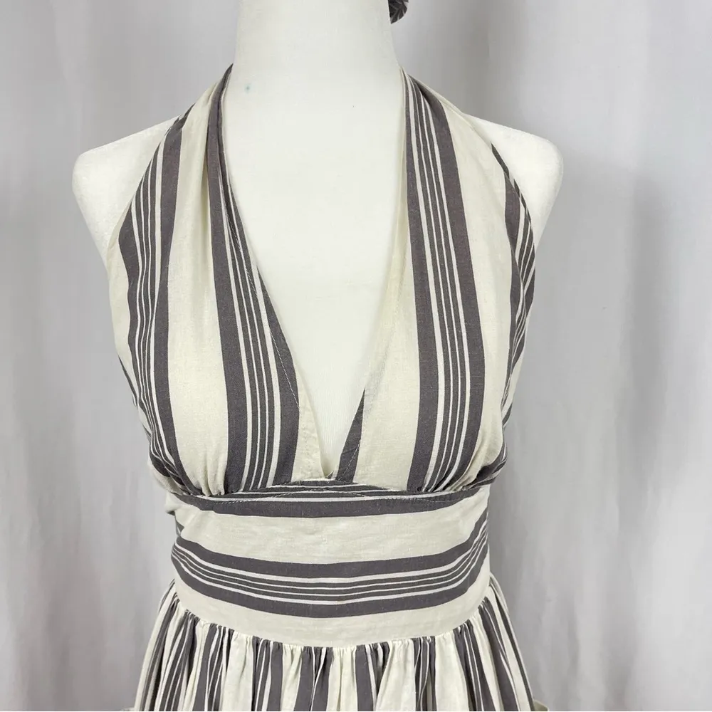 Urban Outfitters Small Betsey Striped Linen Halter Midi Dress Minimalist Cottage - Image 8