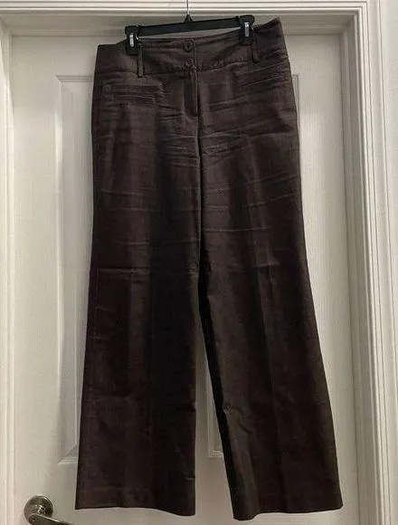 Larry Levine Womens Wide Leg Flat Front Stretch Dress Pants Size 12 Brown - Image 1