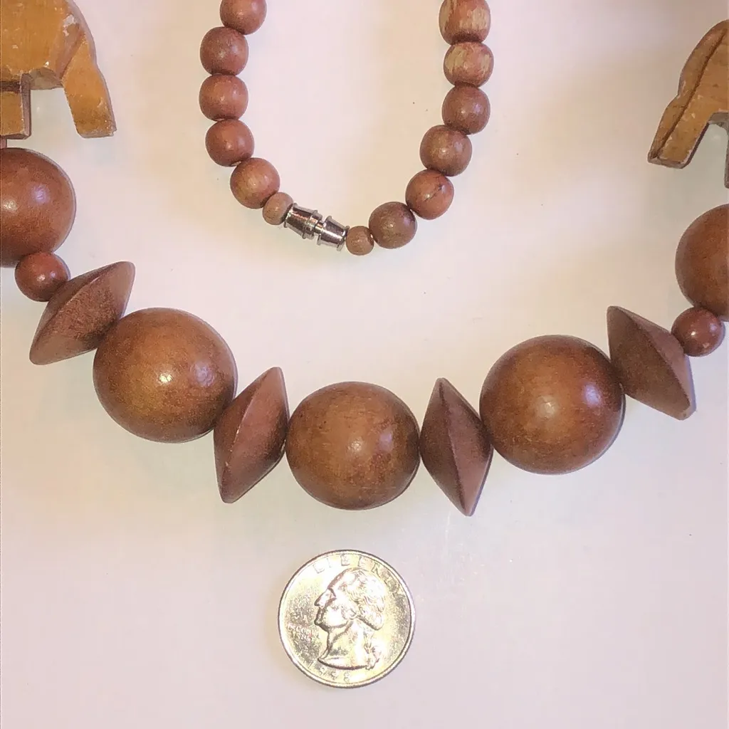 Wooden Beaded Boho Animal Accents Retro Necklace Brown - Image 7