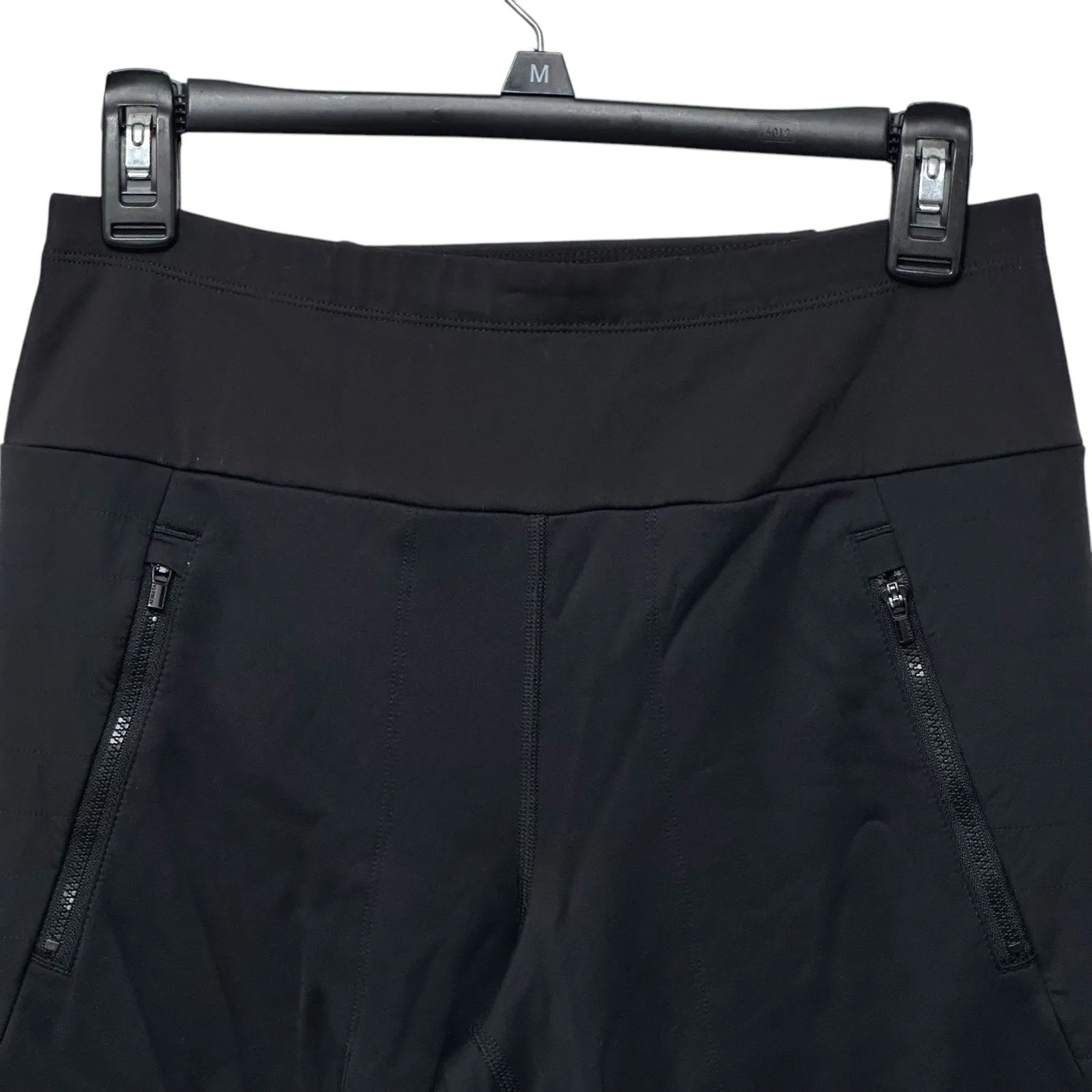 Athleta‎ Peak Hybrid Fleece Flare Pants Women's Size Small Black Zip Pockets - Image 2