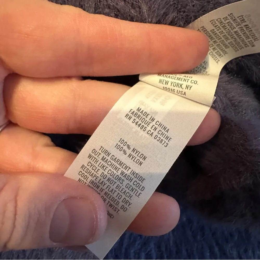 Aerie Flurry Soft Fuzzy Long Sleeve Striped Colorblock Pullover Sweater Sz L NEW - Image 8