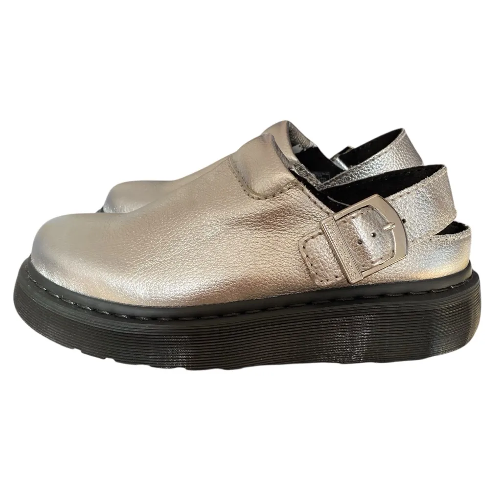 Dr. Martens NWTs Silver Laketen Leather Mules Platform Clogs size 8 - Image 7