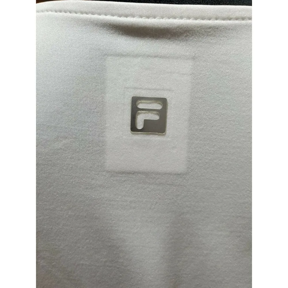 Fila Women's Solid White Polyester V-Neck Cap Sleeve Activewear Top Size Large - Image 7
