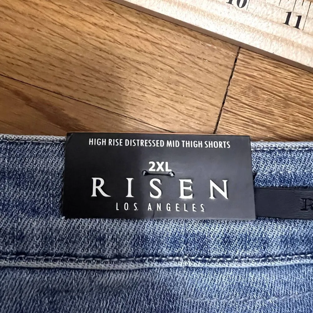 NWT Risen High Rise Distressed Mid Thigh Shorts 2XL - Image 4