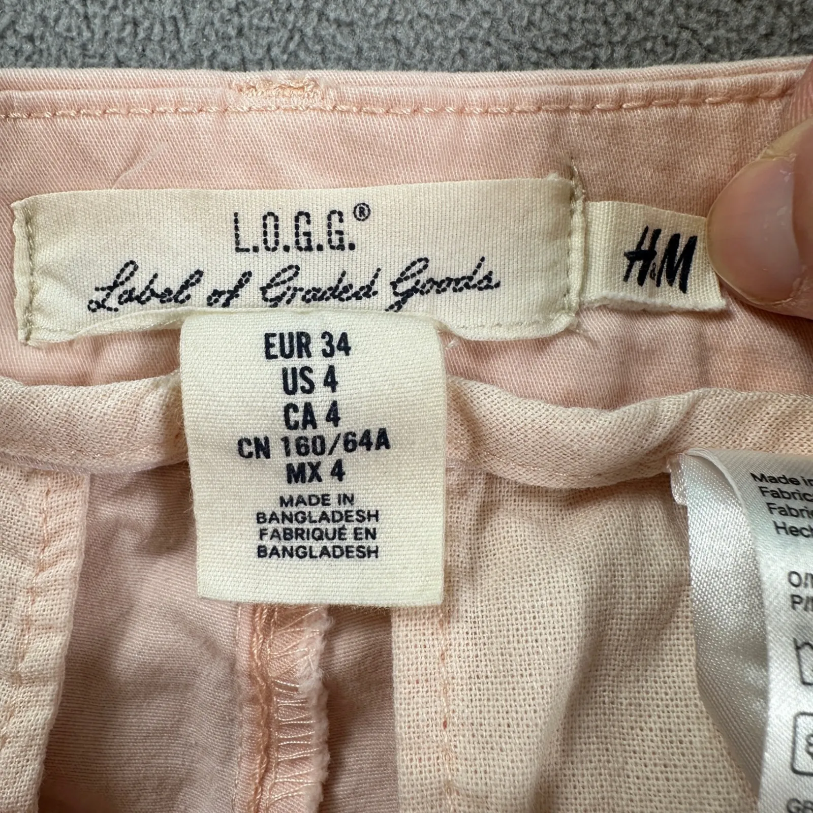 H&M LOGG Chino Pants Women 4 Pink Label of Graded Goods Trousers Mid Ris L.O.G.G - Image 5