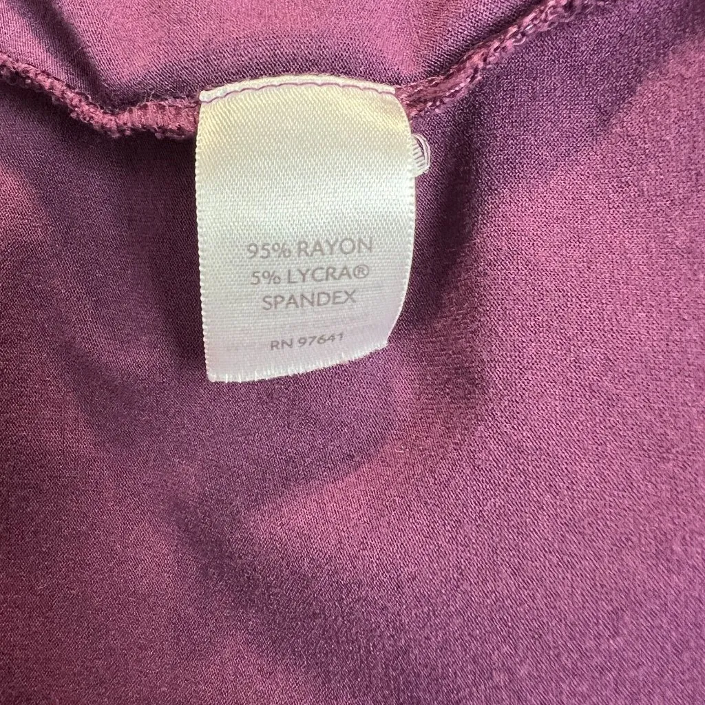 J Jill Dress 2X Shirt Plum Purple Shift‎ Stretch Long Sleeve V-Neck Above Knee - Image 7