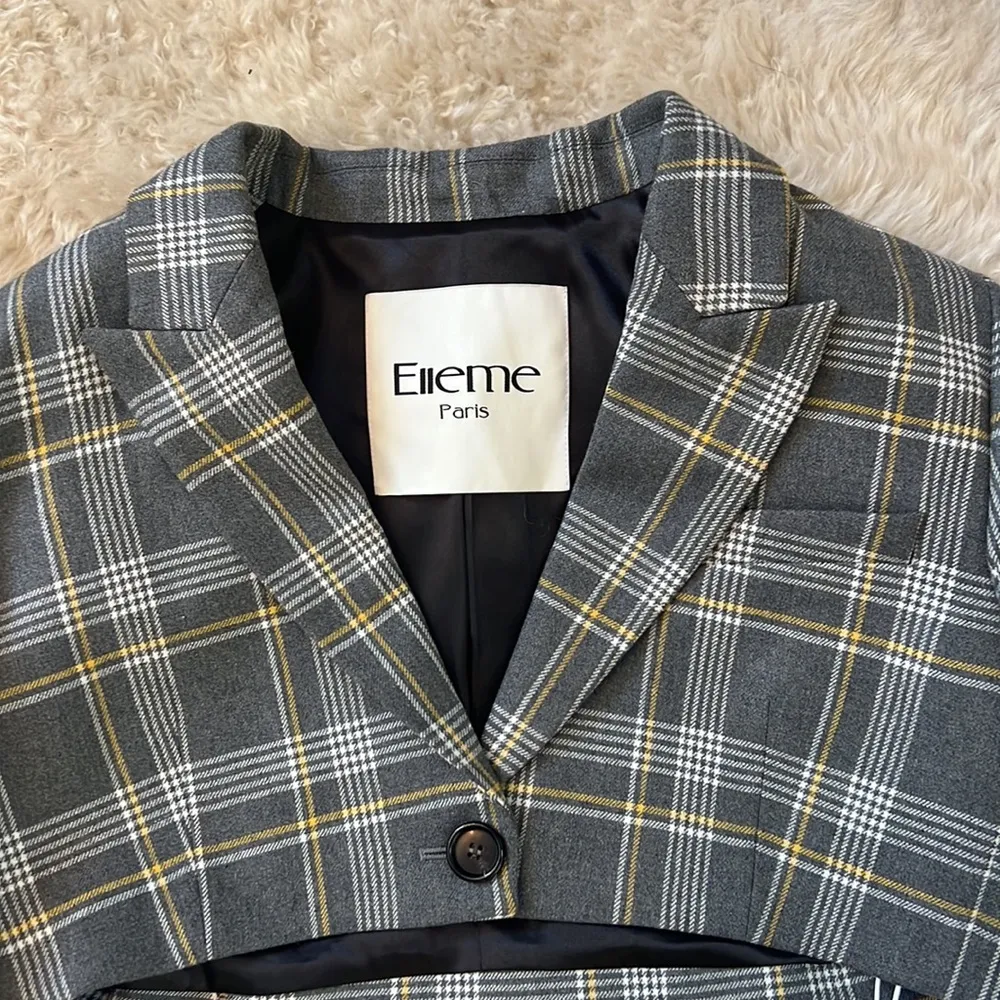Elleme Checked Cropped Jacket Gray Size undefined - Image 4