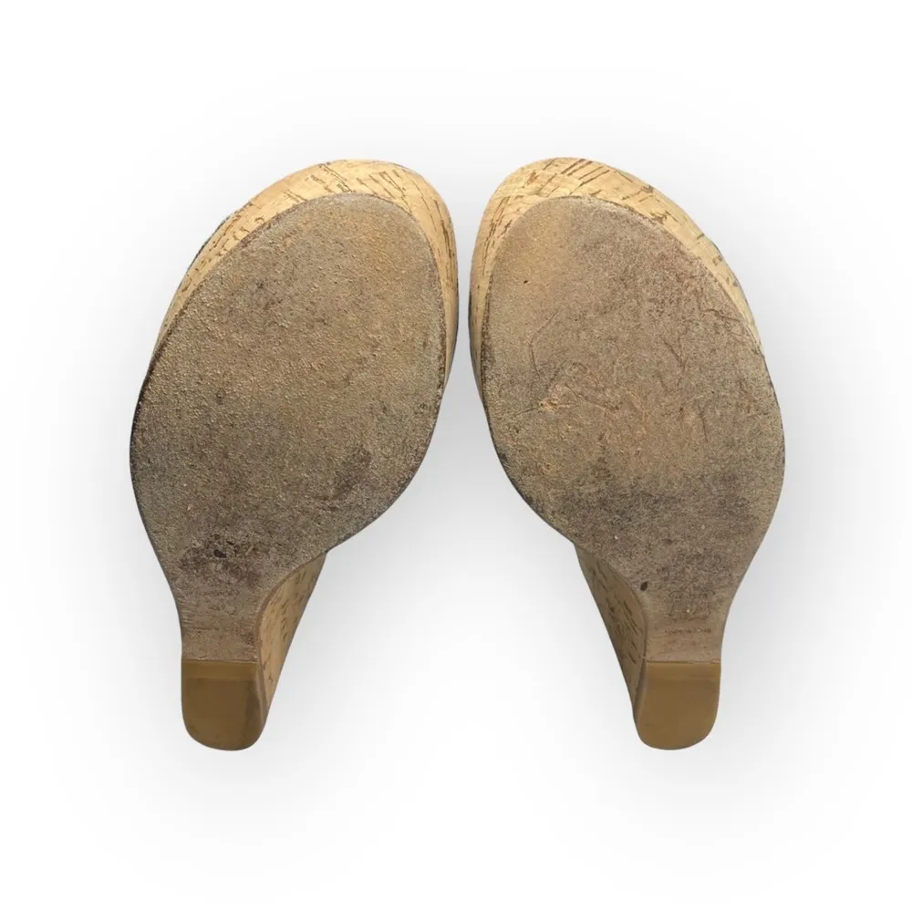 Stuart Weitzman  Slingback Cork Platform Tall Wedge Sandal  Gunmetal Grey  6M - Image 14