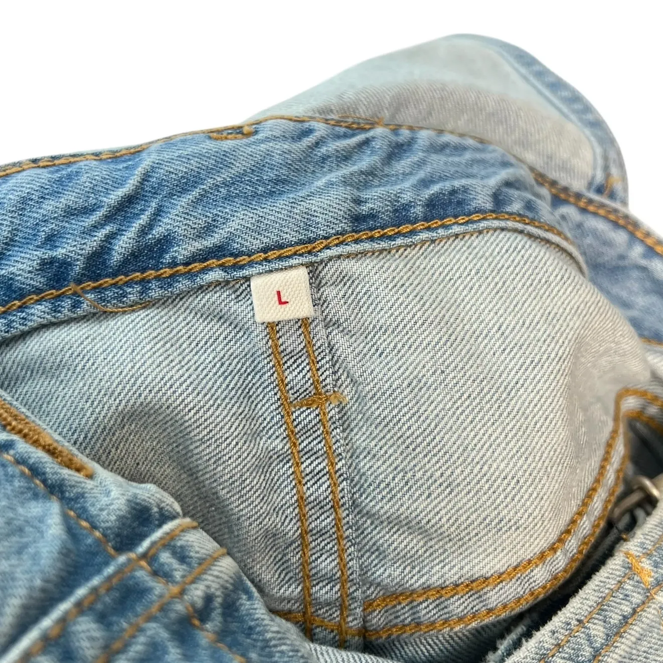 Levi's Original Overalls Jeans Denim Medium Light Wash Blue‎ Size Large - Image 15