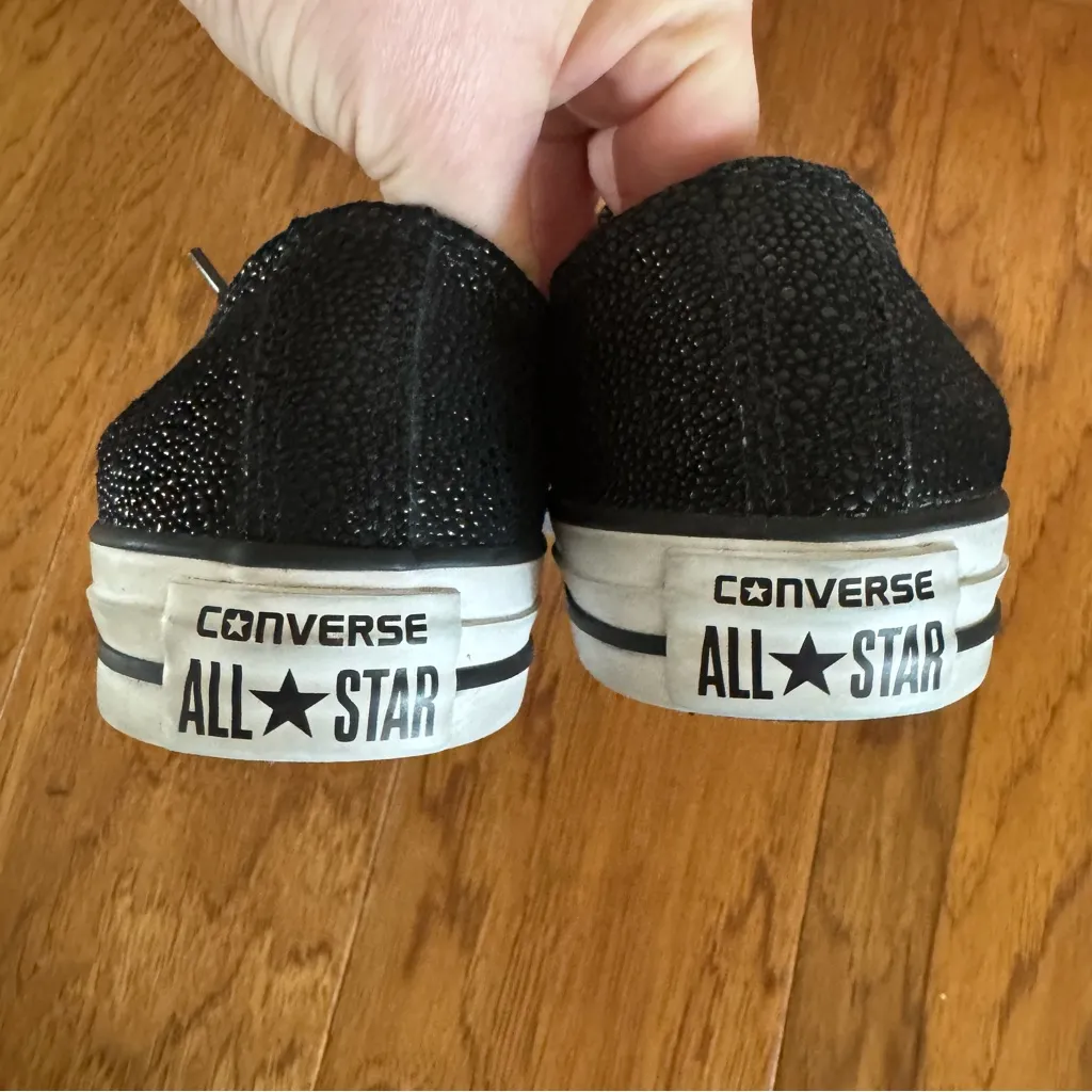 Converse All Star Low Top Sneakers Women’s 7 Pebble Black Leather Casual Shoes - Image 4