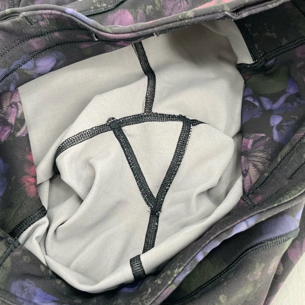 Lululemon Speed Up Crop Leggings 21” Frozen Flourish Black Floral Running Size 6 - Image 8