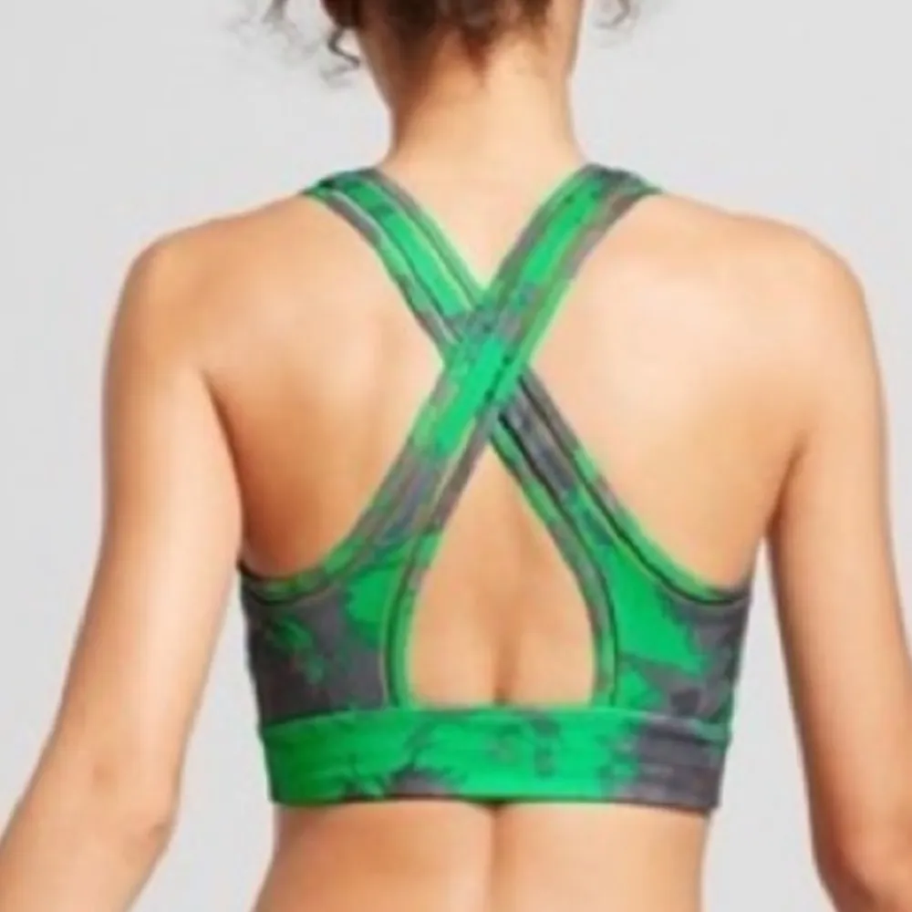 JoyLab V-Neck Island Print Abstract Strappy‎ Padded Sports Bra Women’s XS - Image 4