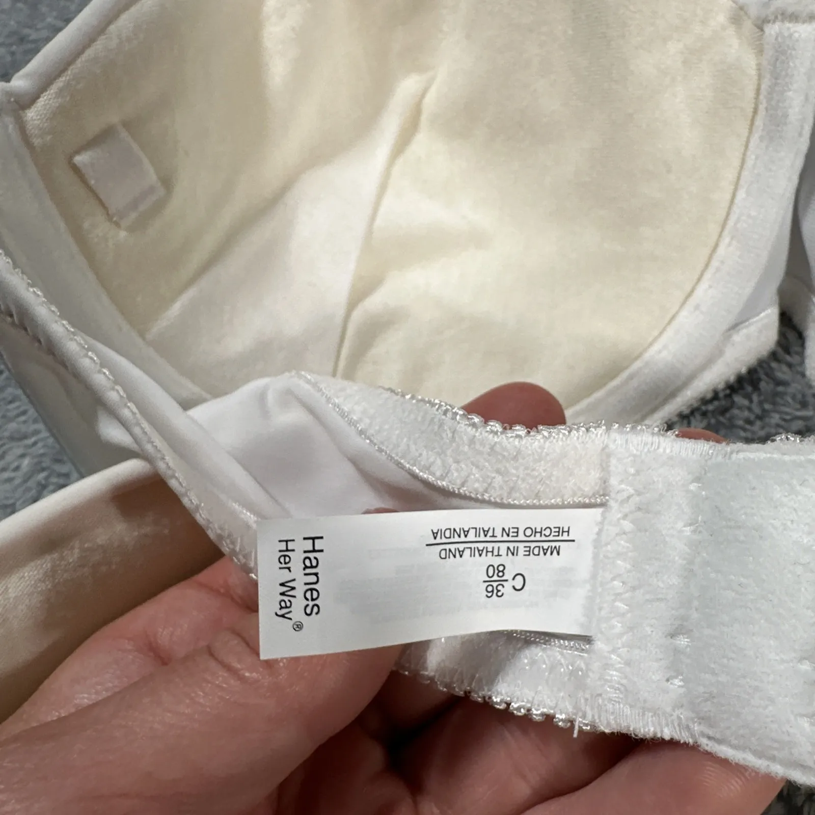 NEW Vintage Hanes Her Way Strapless Bra 36C White Underwire Cotton Padded G722 - Image 12