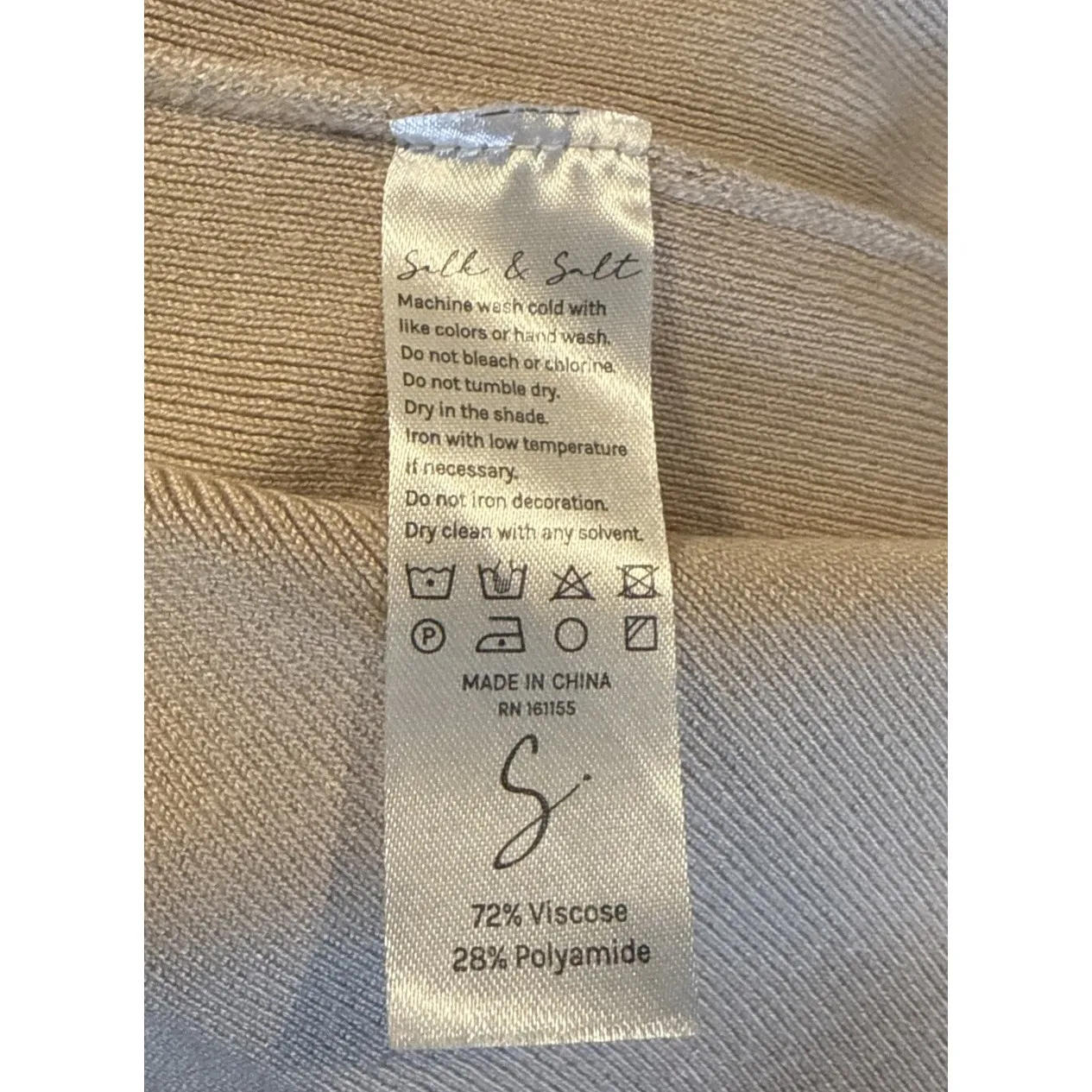 Silk & Salt Womens Medium Tan V Neck Long Sleeve Sweater Capsule Minimalist NEW - Image 4