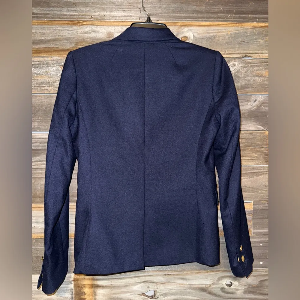 J crew women’s schoolboy blazer- size 2- navy blue- gold lining - Image 2