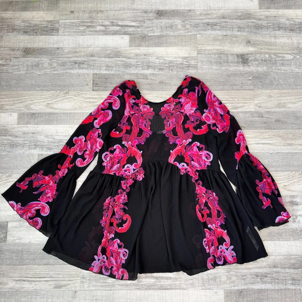 Free People Intimately bell sleeve Symphony semi-sheer tunic dress Medium G48 - Image 4