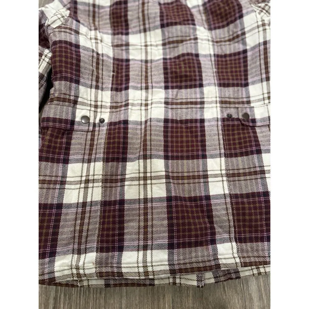 Duluth Trading Shacket Womens S Plaid Flapjack Flannel Shirt Jacket Thermal Line Red - Image 10