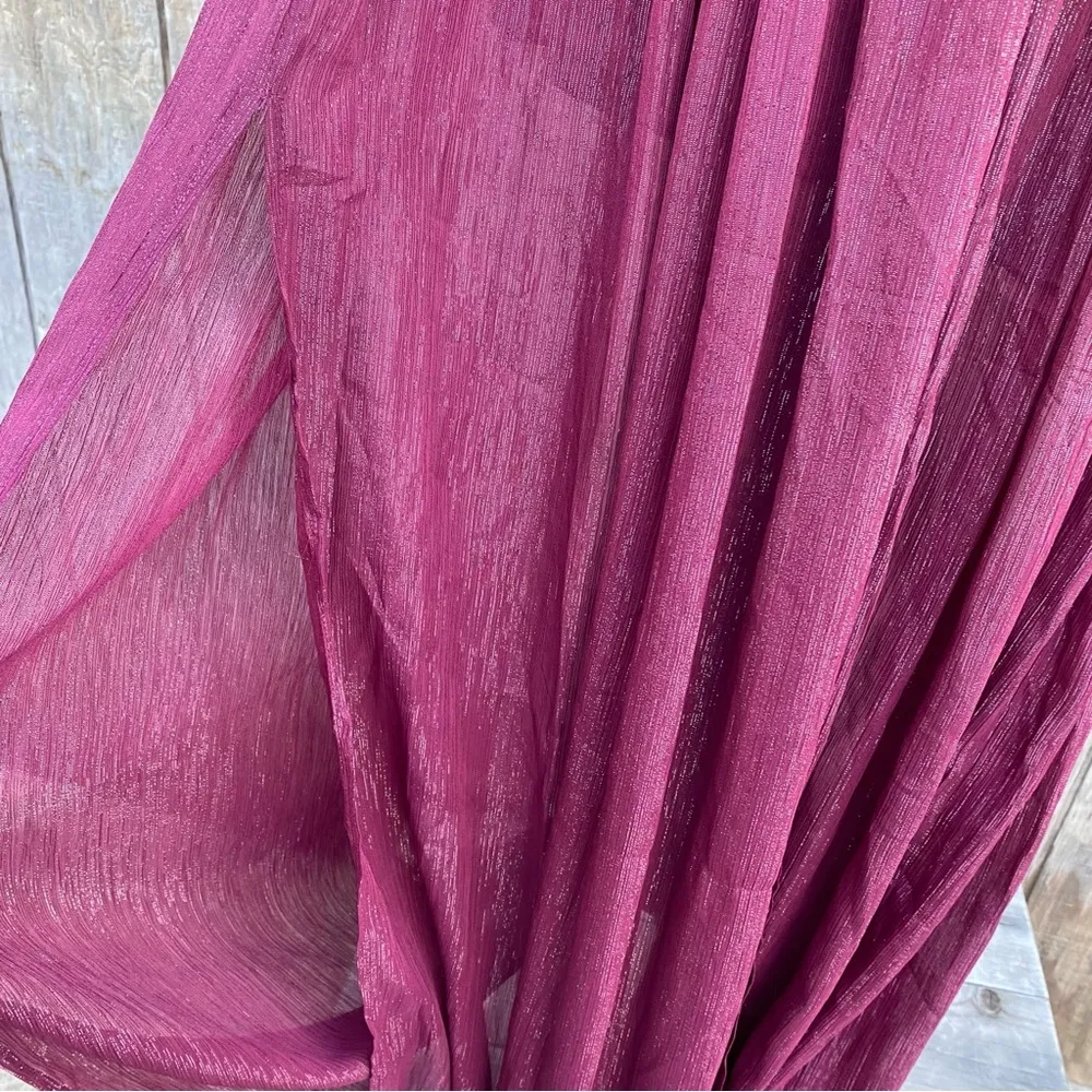 Wine Color Long Sleeve Elegant Maxi Dress Size L - Image 9