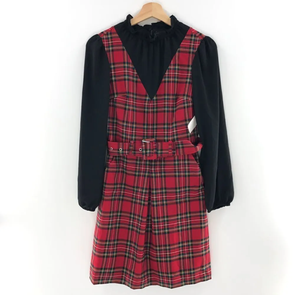 Riley & Rae Estelle‎ Plaid Dress Mini Size XXS Black - Image 2