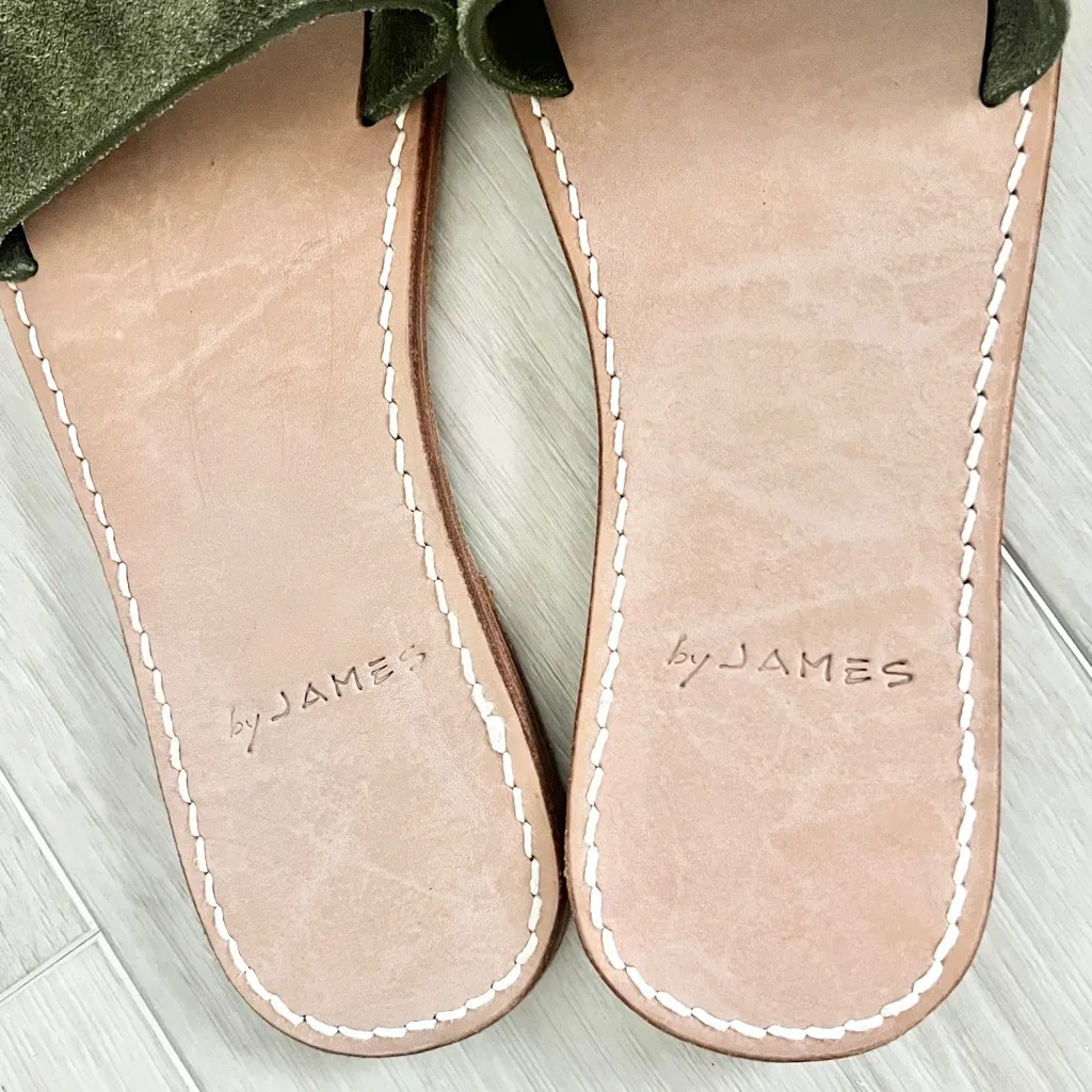 By James Olive Green Suede Samora Slide Sandals Size 8 - Image 2