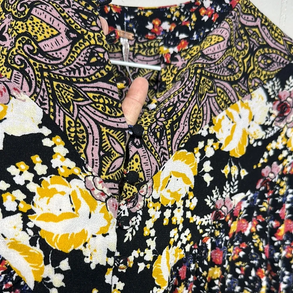 Free People Black Pleated Blouse with Bib Collar - Image 2