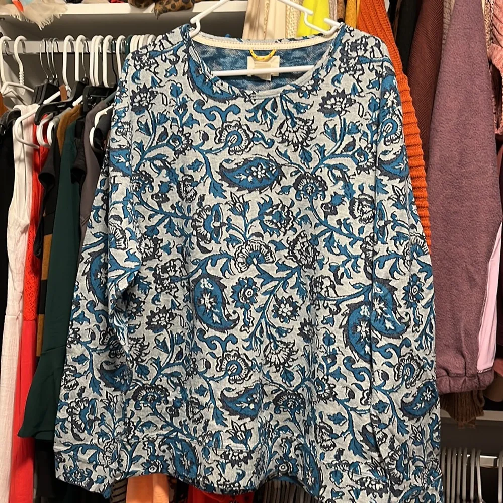 NWT Urban Outfitters KOTO Blue Paisley Floral Cotton Long Sleeve Tunic Size L - Image 2