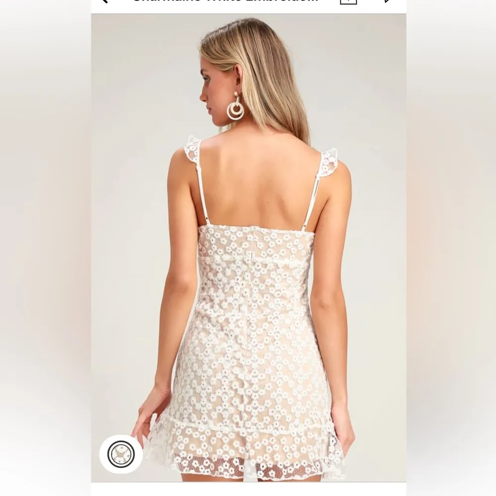 Charmaine White Embroidered Mini Dress from Lulus. Size small - Image 2