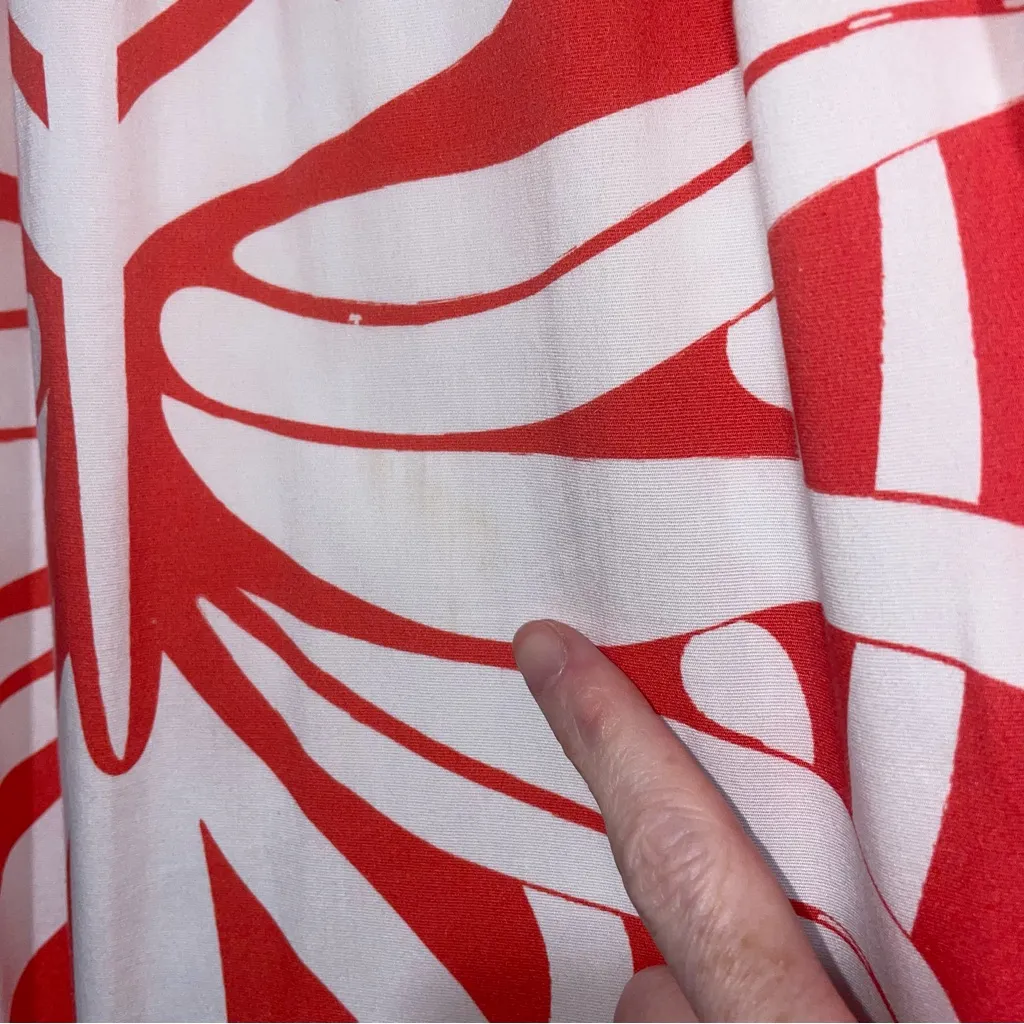 Sheridan French Kelly Dress Coral Boho Leaf Women Size M Tiered Maxi Smocked Red Size M - Image 5