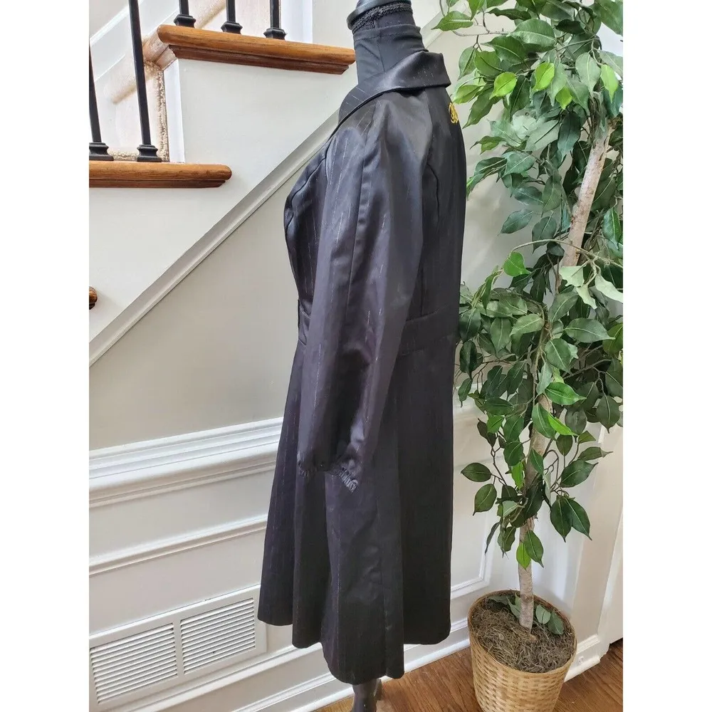 Fabulosity Women Solid Black Polyester Long Sleeve Buttons Front Long Jacket XL - Image 5