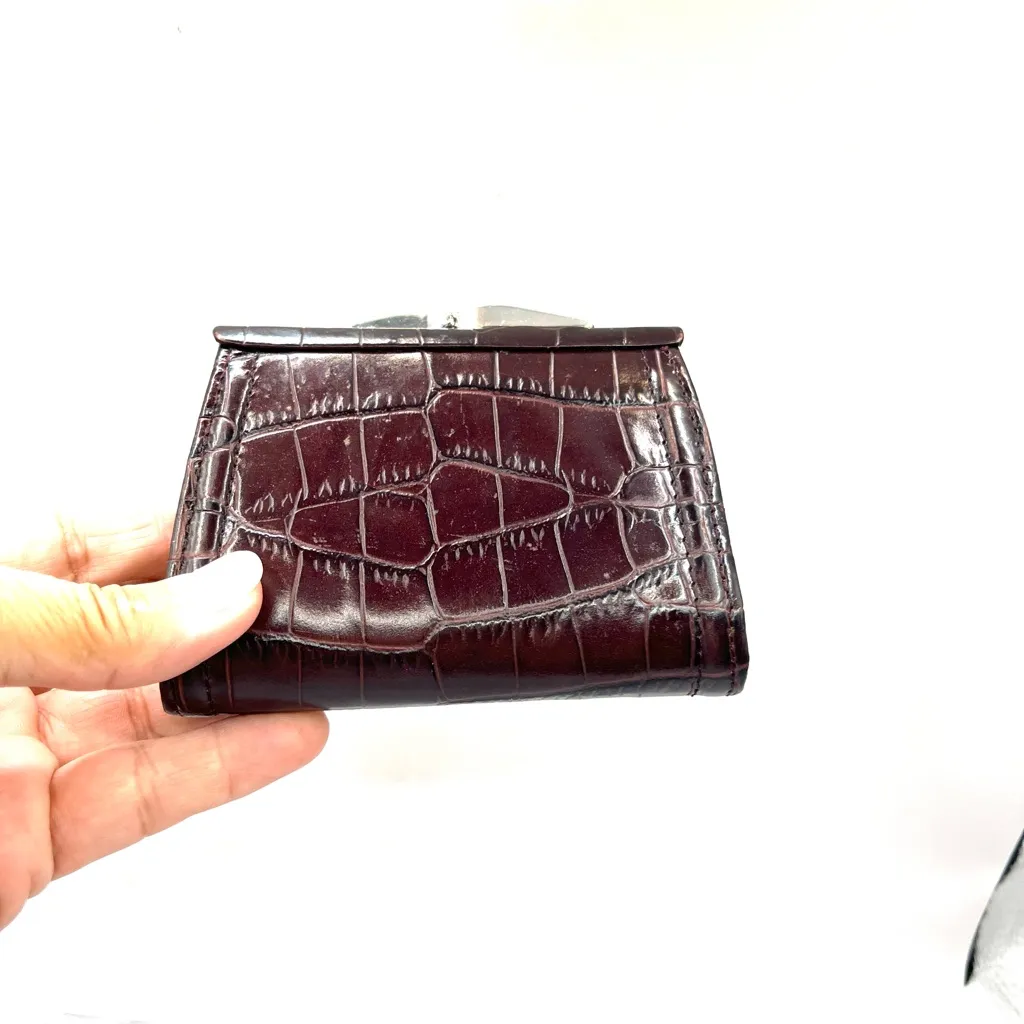Brighton Dark Brown Crocodile-Embossed Wallet Coin Purse with Heart Vintage - Image 3