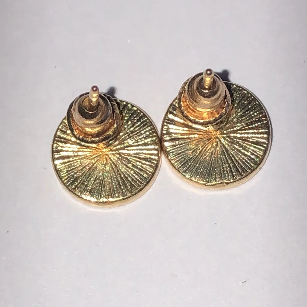 Gold Tone Yin Yang Black and White Boho Stud Earrings - Image 4