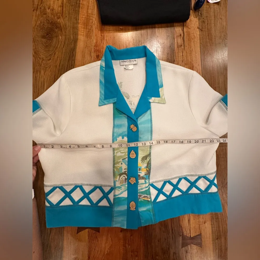 EUC NANCY BOLEN 3 pice outfit with Relaxed Fit and Turquoise & woods Accents Blue Size L - Image 11