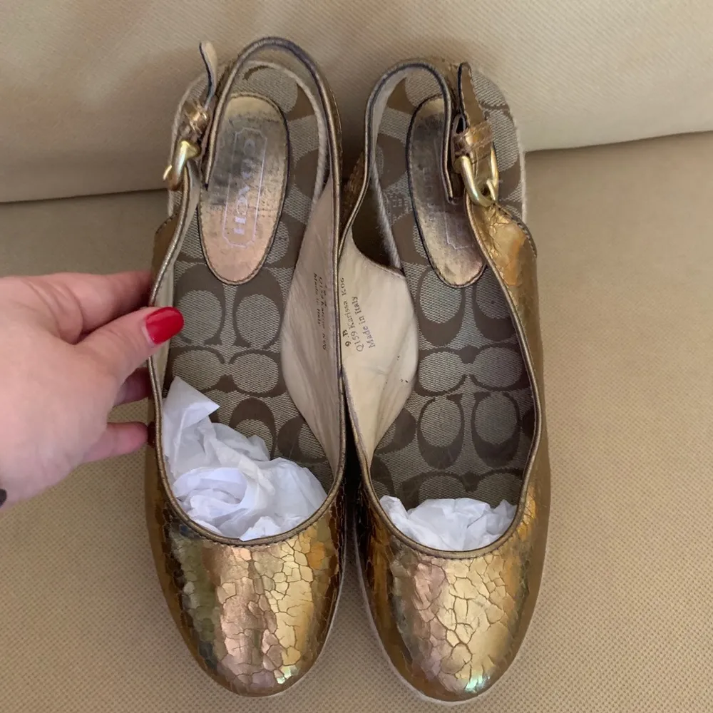 Coach Gold Espadrille Wedges - Image 4