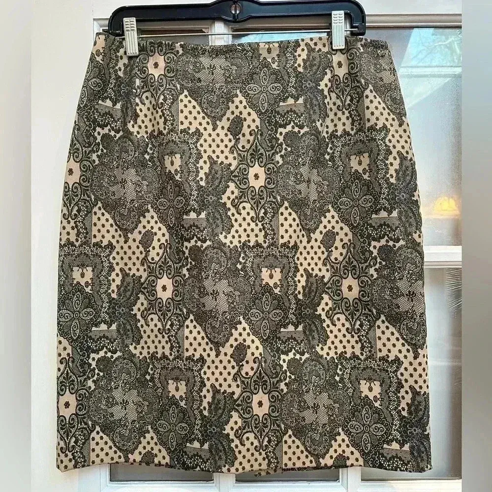 Vintage Maggy London Cream Black Victorian Pencil Skirt Sparkly Glitter Size 12 - Image 10